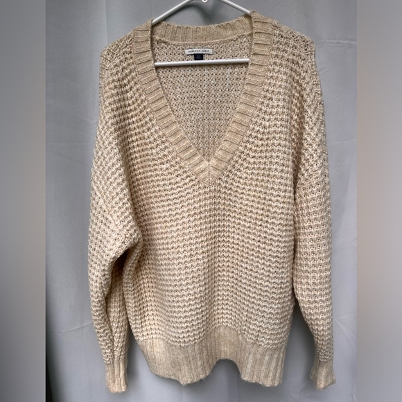 AE Whoa So Cozy Waffle V-Neck Sweater - Picture 1 of 4